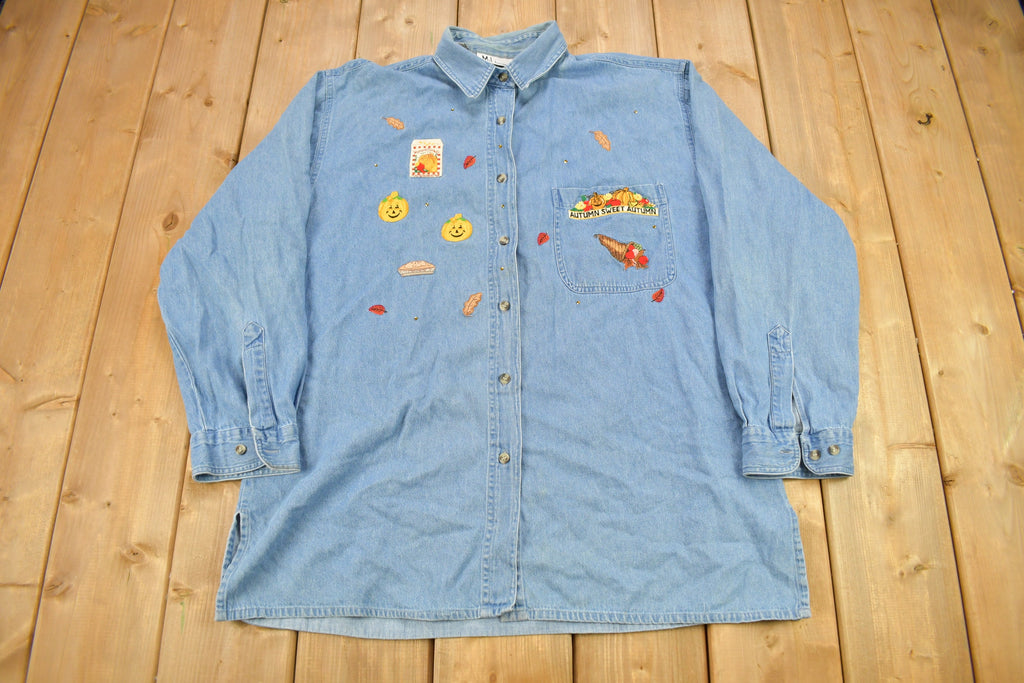 Vintage 1990s Autumn Sweet Autumn Embroidered Button Up Shirt