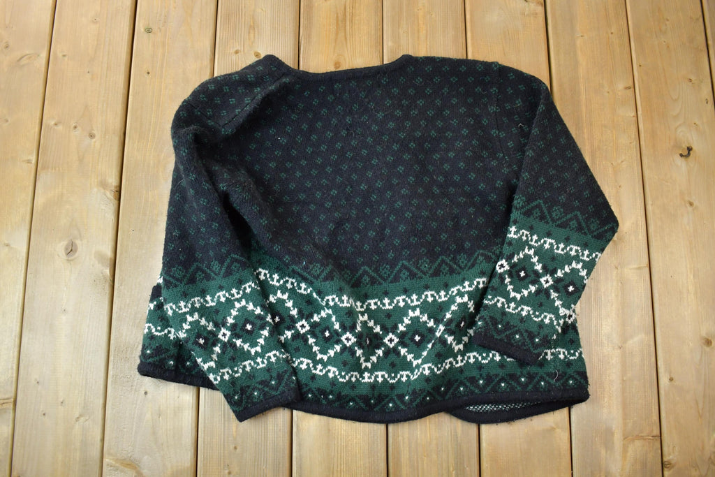 Vintage 1990s Crystal Kobe Knit Open Front Crewneck Sweater /