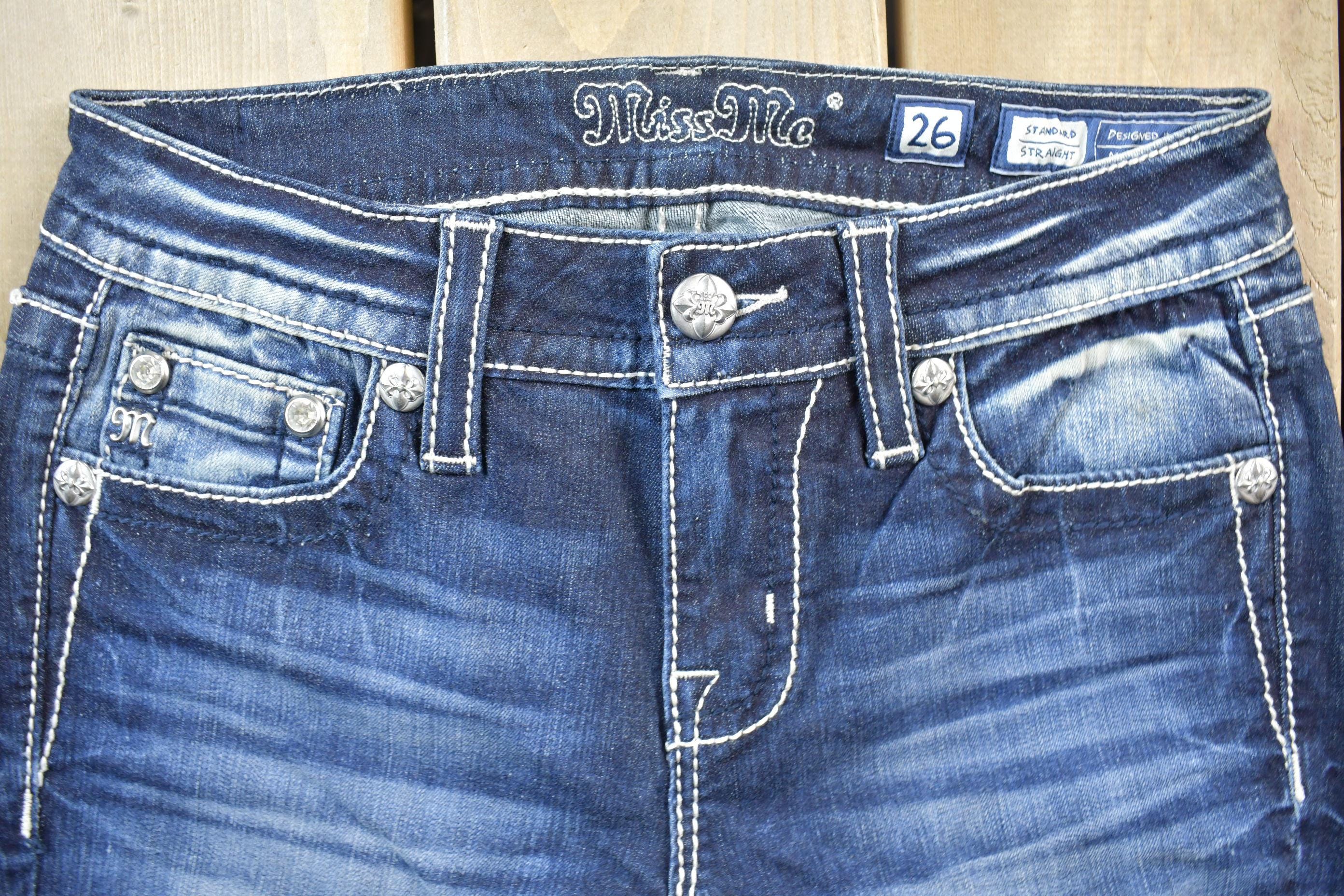 Vintage Y2K Miss Me Bedazzled Low Rise Jeans Size 26x33