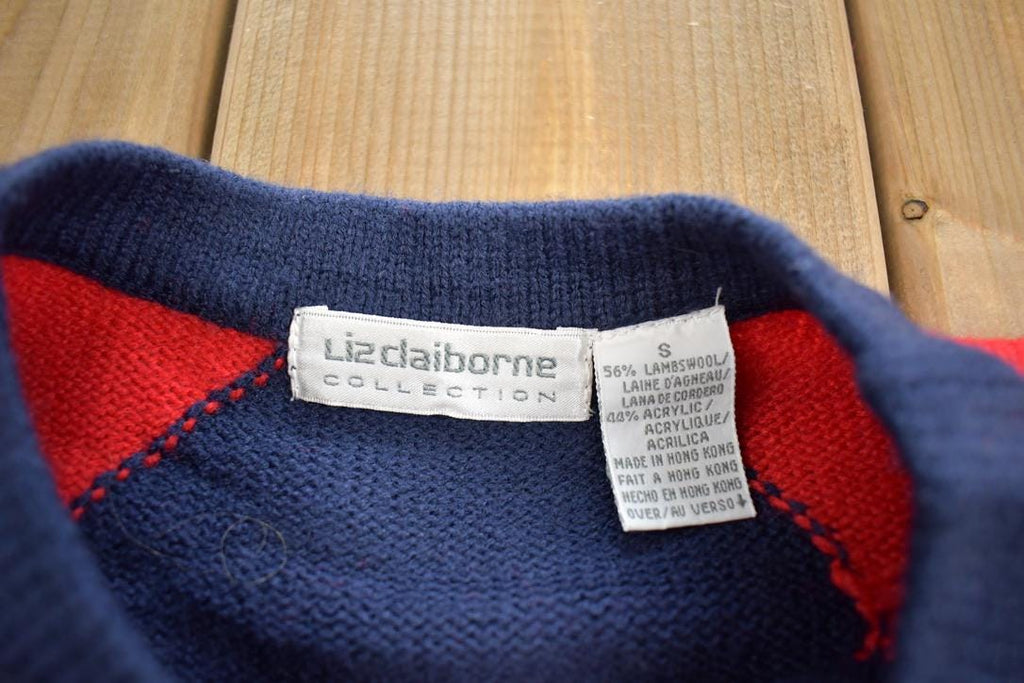 Vintage 1990s Liz Claiborne Argyle Knit Crewneck Sweater