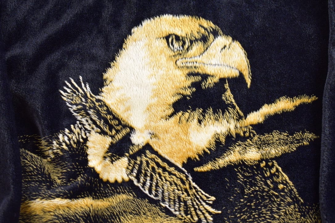 Vintage 1990s Great Blue Hero Eagle Theme Graphic Fleece Sweater