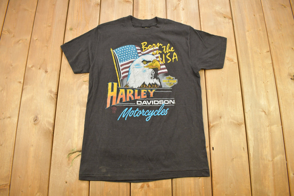 Vintage 1982 Laugerman's Harley Davidson York PA Bald Eagle Graphic T-Shirt