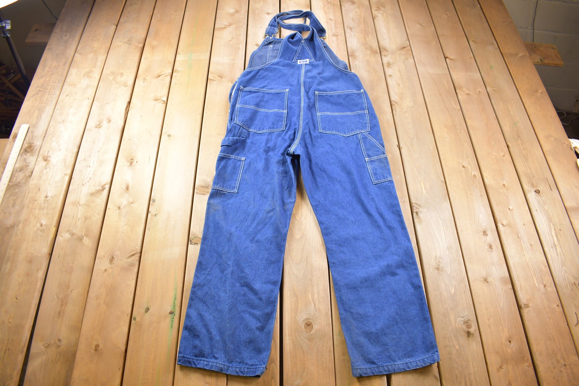 Vintage 1970s Big Smith Blue Denim Jean Overalls Size 39 x 29