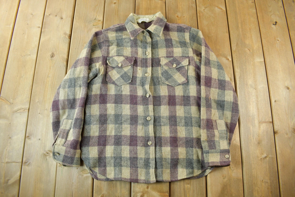 Vintage 1980s Woolrich Woman Plaid Wool Shacket