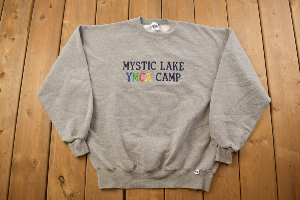 Vintage 1990s Mystic Lake YMCA Camp Russell Crewneck Sweatshirt / 90s Crewneck / Made In USA / Streetwear / Embroidered