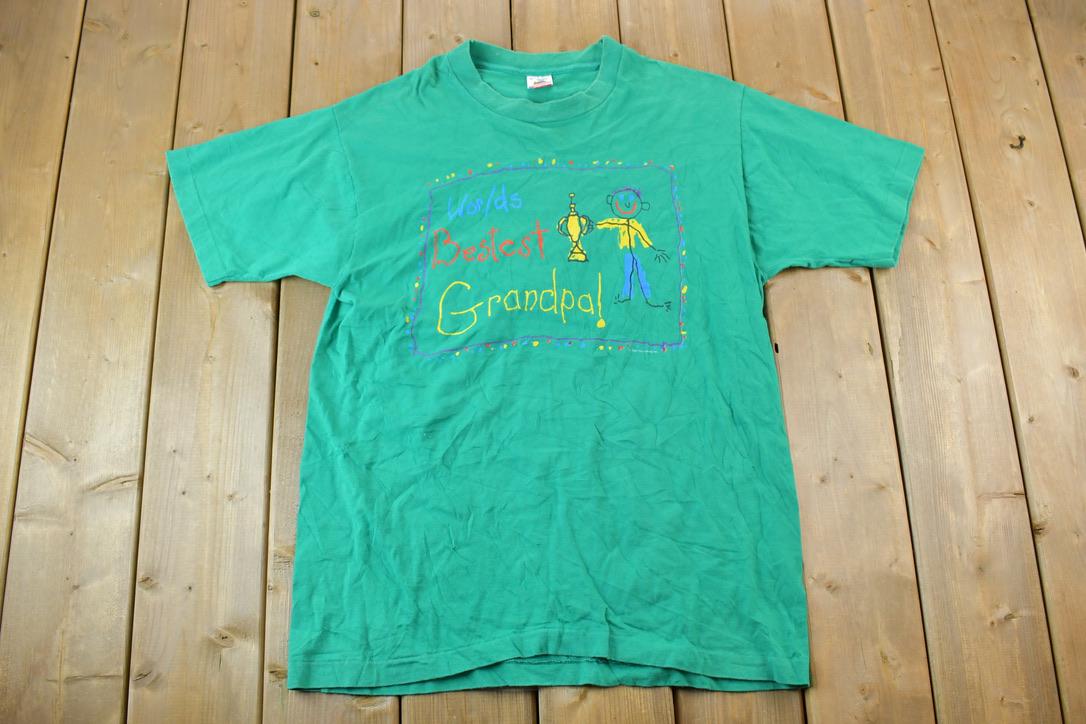 Vintage 1990s Best Grandpa Cartoon Souvenir T-Shirt