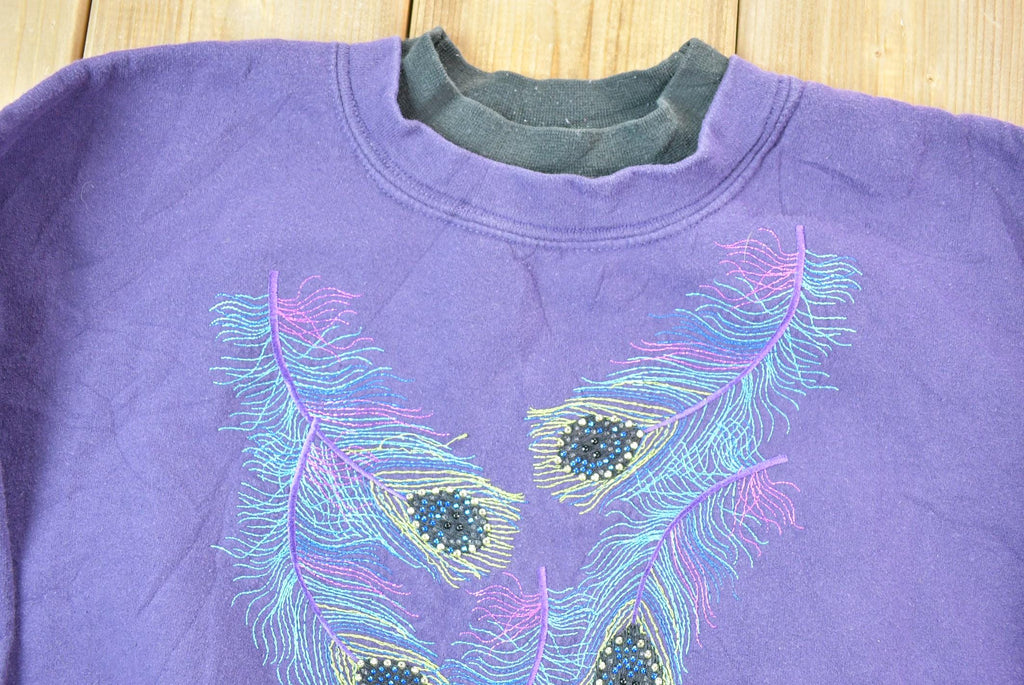 Vintage 1990s Top Stitch By Morning Sun Beaded Cute Crewneck Sweater