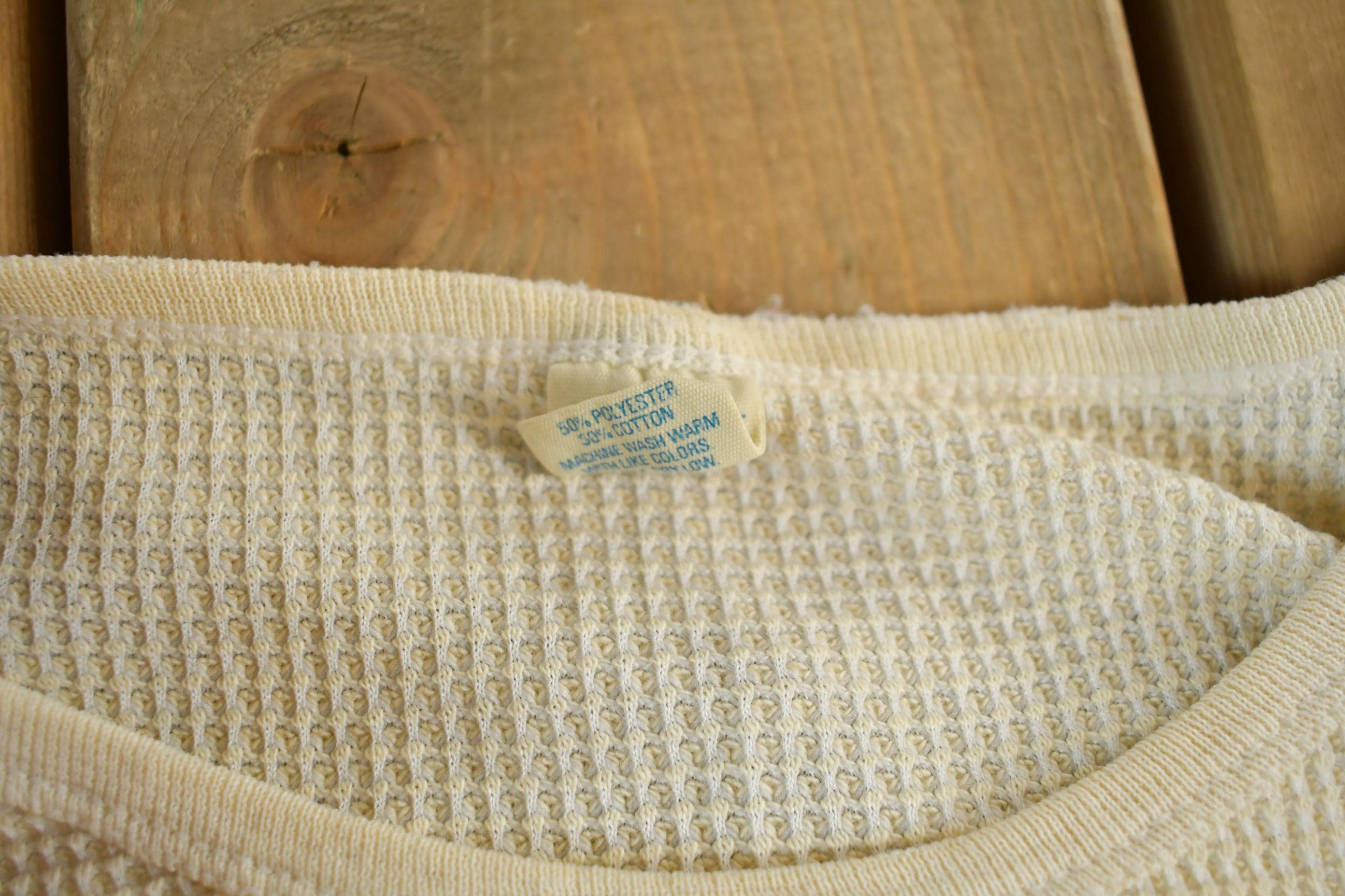 Vintage 1970s Northwest Territory Waffle Knit Long Sleeve Adult Medium