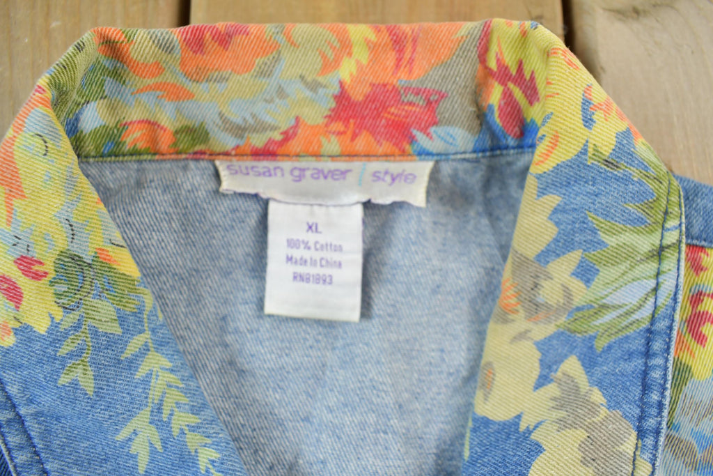 Vintage 1990s Floral Denim Jean Jacket