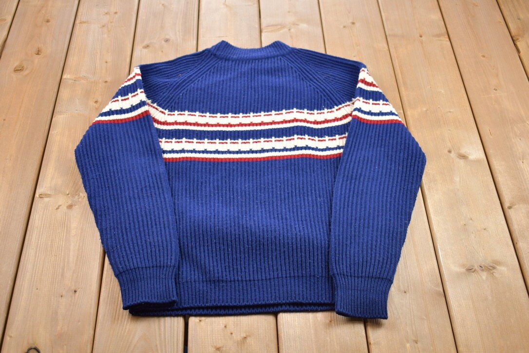 Vintage 1990s Knitted Striped Crewneck Sweater