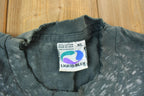 Vintage 1995 Grey Wolf Theme All Over Print Liquid Blue Graphic T-Shirt
