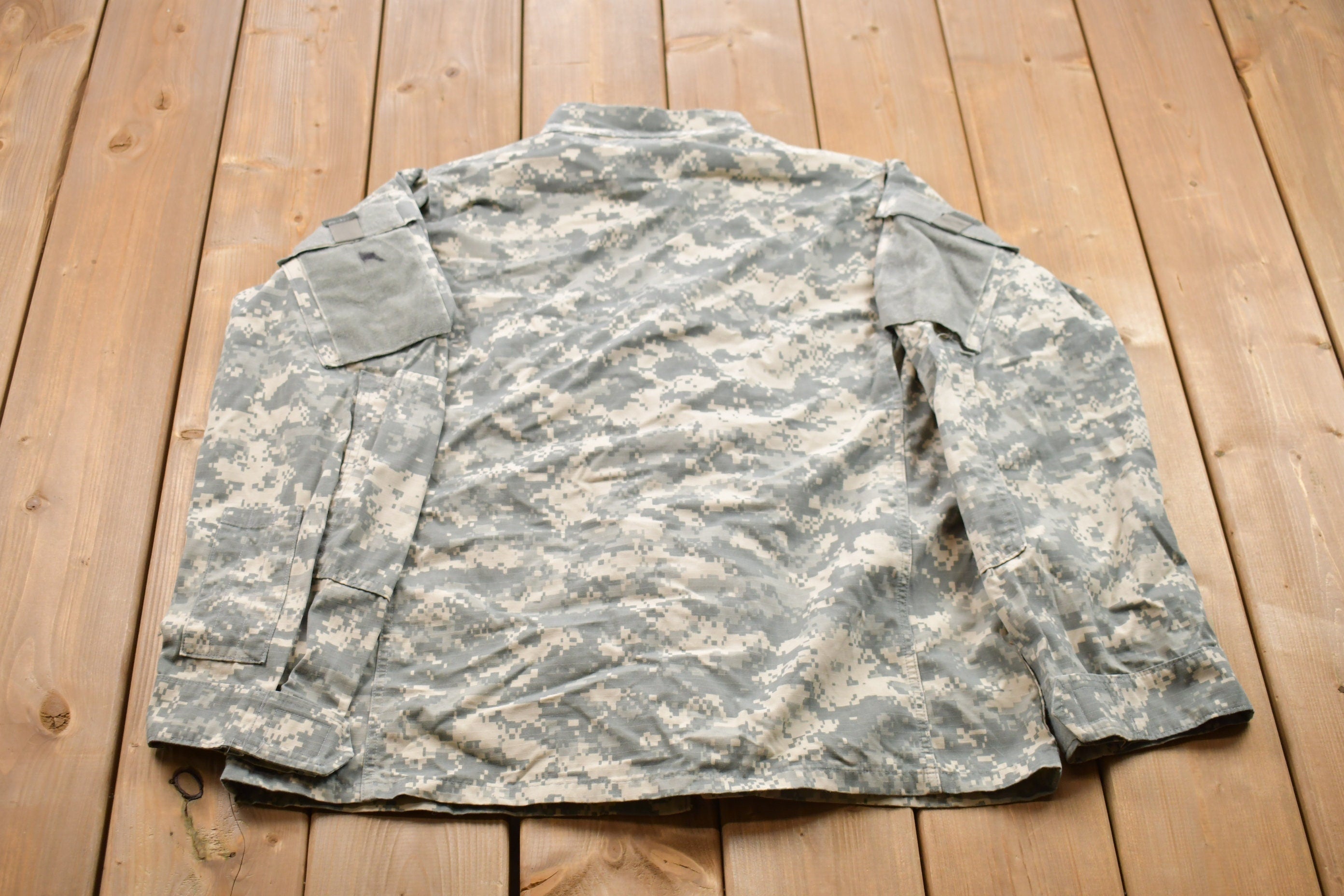 Vintage Military Digital Camo Button Up Shirt