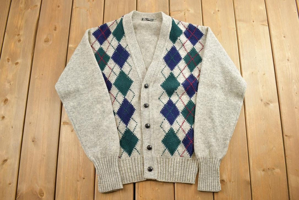 Vintage 1990s Preswick Moore 100% Shetland Wool Knit Cardigan Sweater