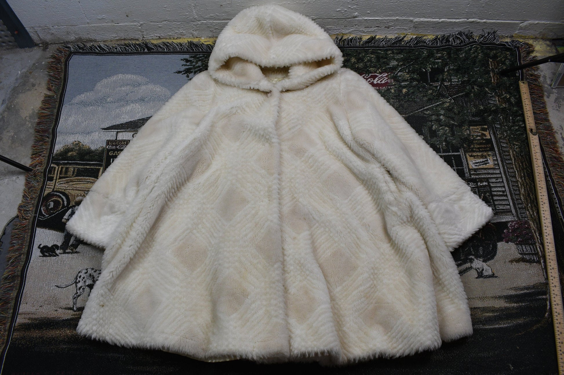 Vintage Fur Coat / Winter Outerwear / Streetwear Fashion / Hooded Fuzzy Coat / Button Up / Ultra Fur / Made In USA