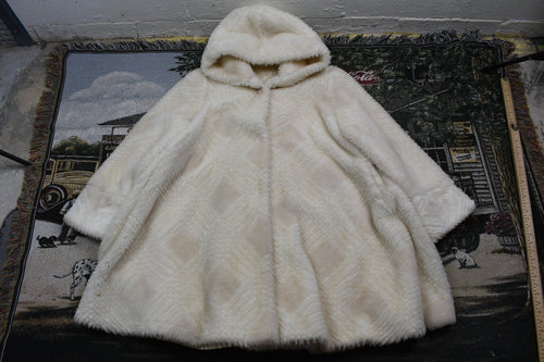 Vintage Fur Coat / Winter Outerwear / Streetwear Fashion / Hooded Fuzzy Coat / Button Up / Ultra Fur / Made In USA