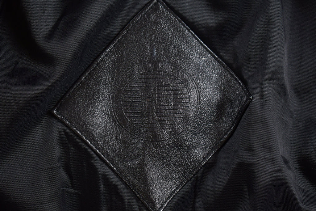 Vintage 1990s Black Leather Hooded Jacket