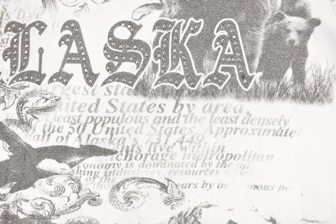 Vintage Y2K Alaska AOP Souvenir Travel T-Shirt Women's M