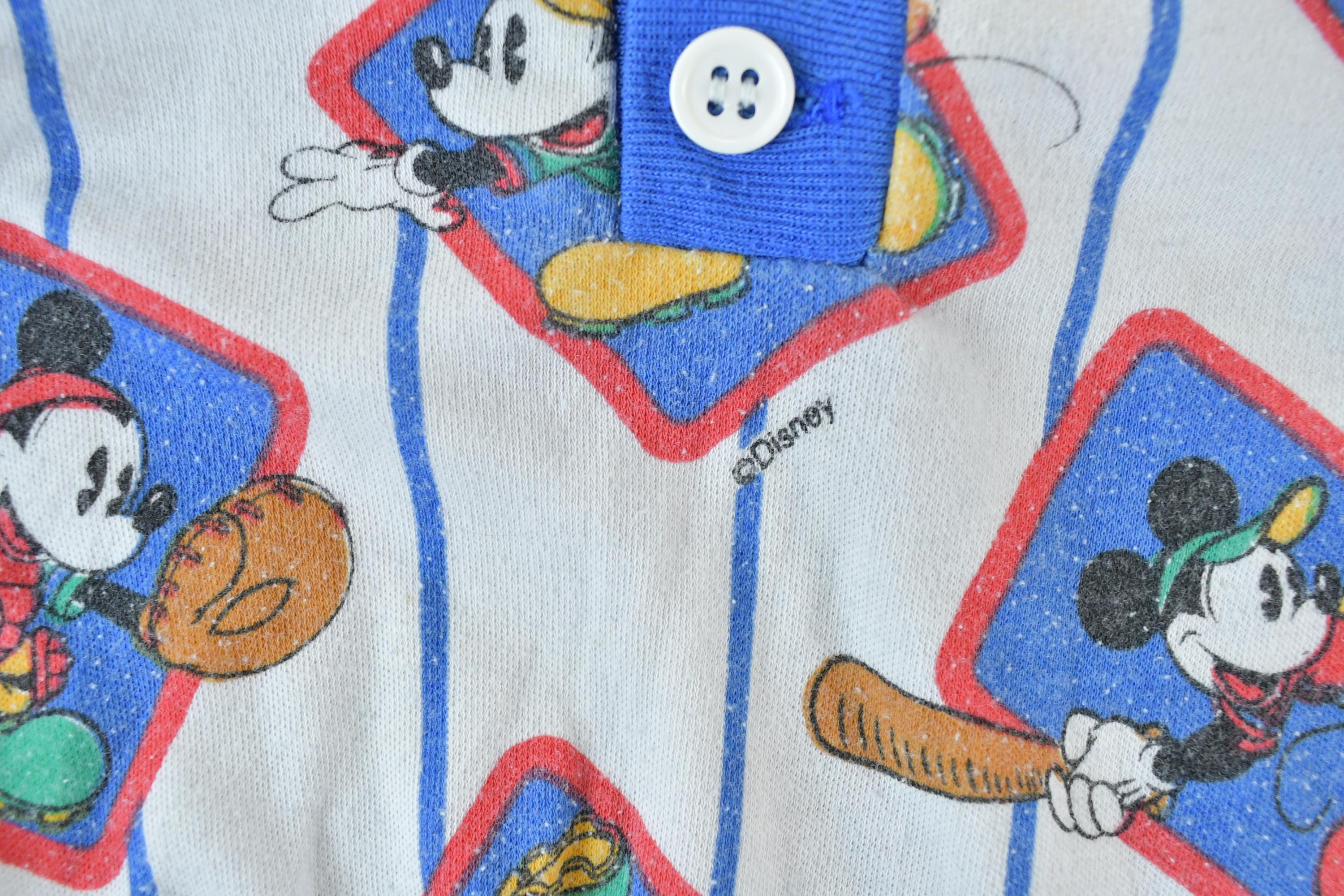 Vintage 1980s Mickey Mouse Baseball Youth Cartoon Promo T-Shirt