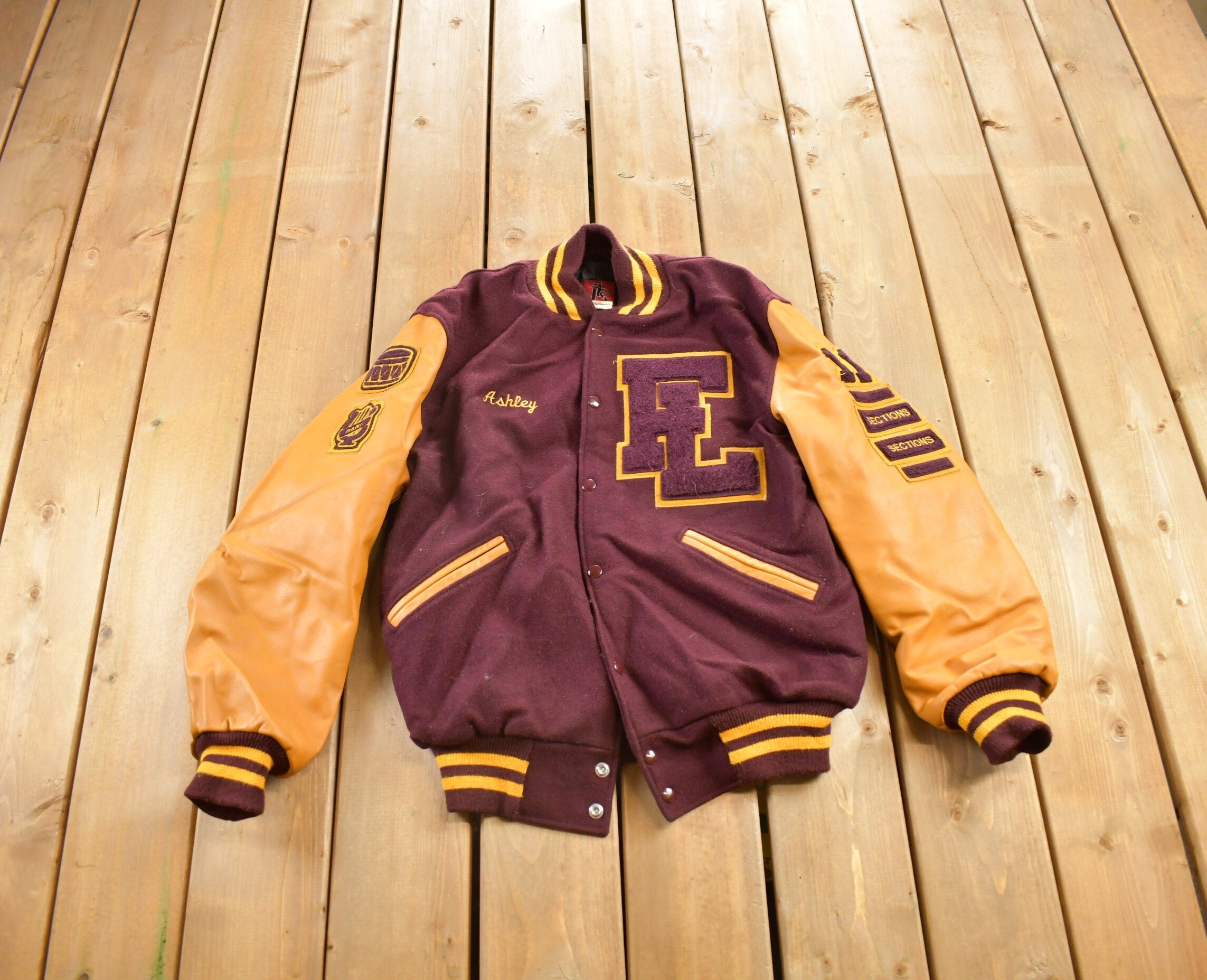 Vintage 1970s Rangers Senior Band Leather Letterman Varsity Jacket