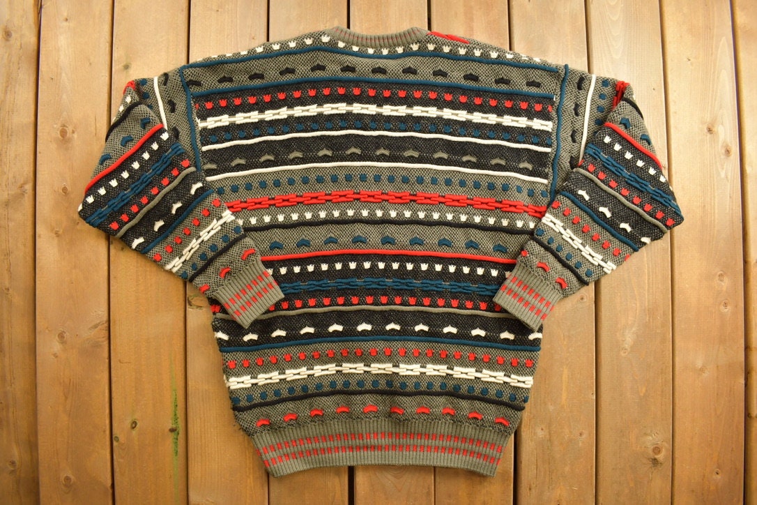 Vintage 1990s Kalaroo Australia 3D Cable Knit Sweater / Vintage 90s Crewneck / Abstract Art Pattern / Sweatshirt / Streetwear