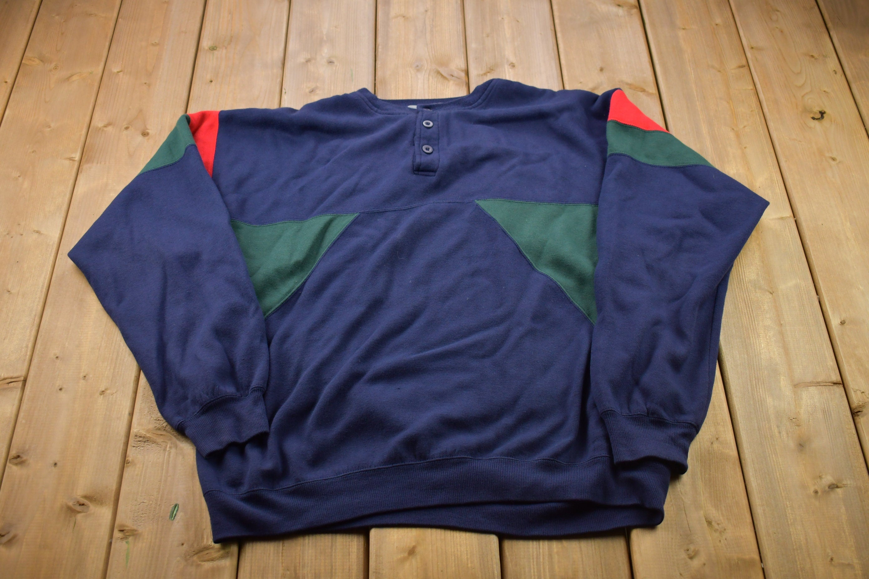 Vintage 1990s Quarter Button Up Crewneck Sweatshirt