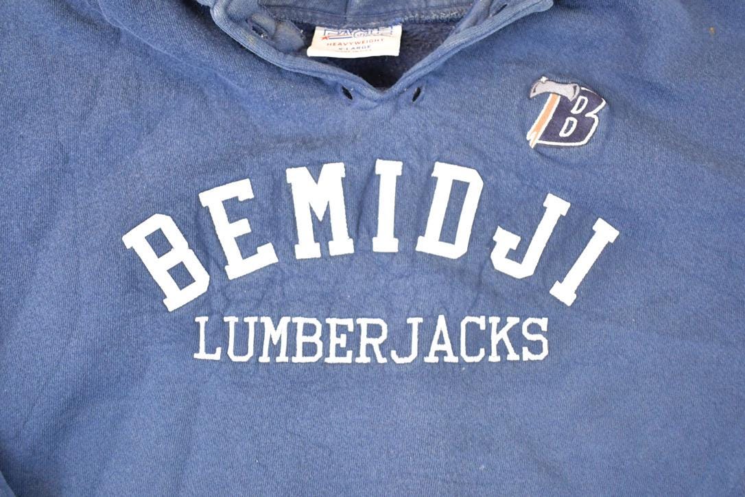 Vintage 1990s Bemidji Lumberjacks Heavyweight Embroidered Hoodie Sweatshirt Men's XL