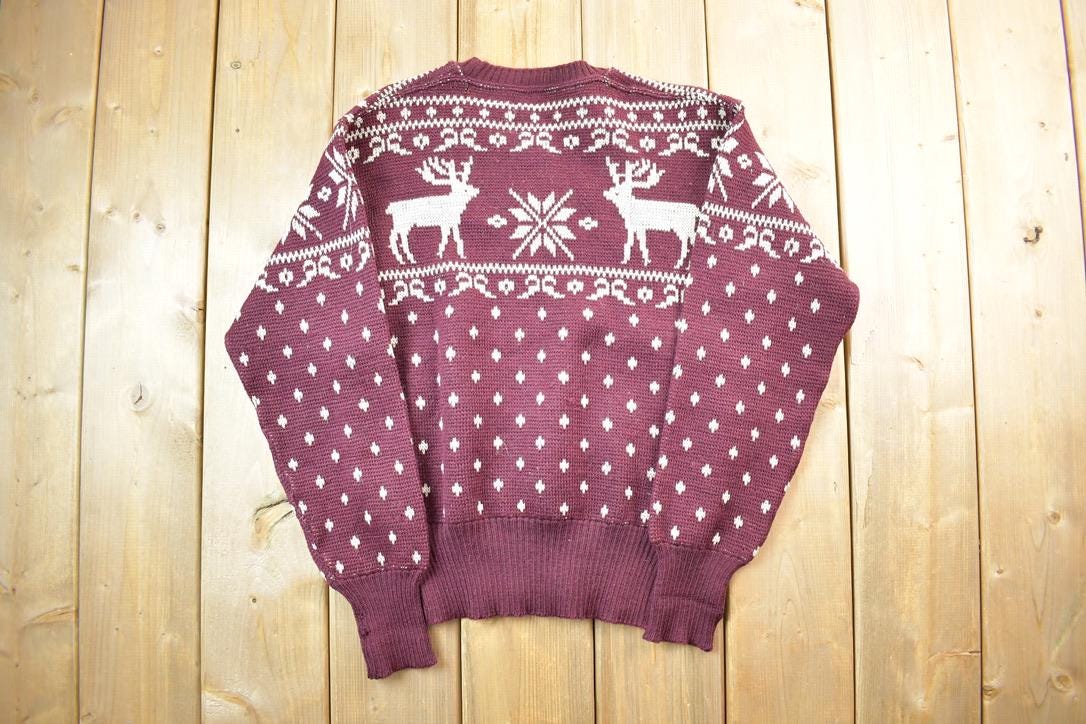 Vintage 1940s Jantzen Reindeer Knit Crewneck Sweater
