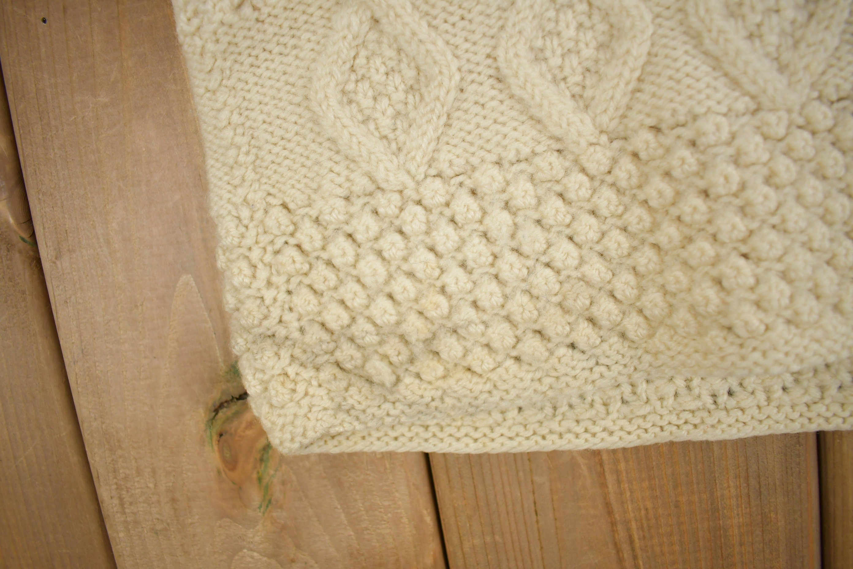 Vintage 1970s 3D Cable Knit Wool Cardigan Sweater  True Vintage  Knit Cardigan  Wool Cardigan