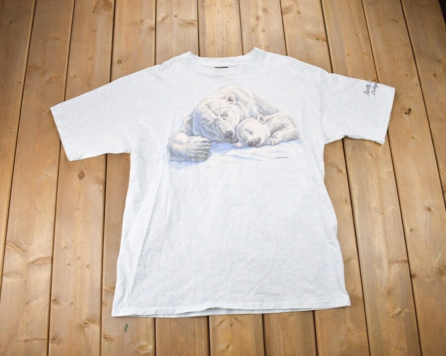 Vintage 1990s Habitat Polar Bear Cubs Graphic T-Shirt