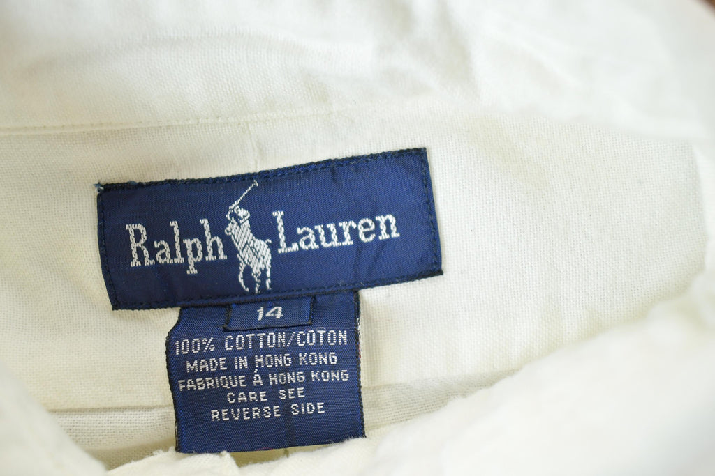 Vintage 1990s Ralph Lauren Pure White Button Up Shirt Men's L