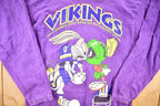 Vintage 1993 Vikings Bugs Bunny Marvin The Martian NFL Cartoon Crewneck Sweatshirt Men's S