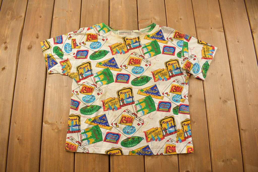 Vintage 1990s Westbound Travel All Over Print Graphic T Shirt