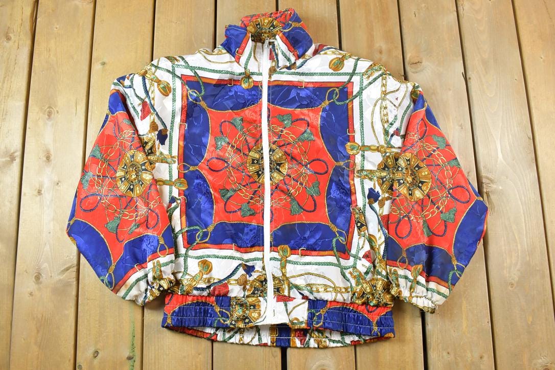 Vintage 1990s Pan Asia Light Abstract Boating Zip Up Windbreaker Jacket
