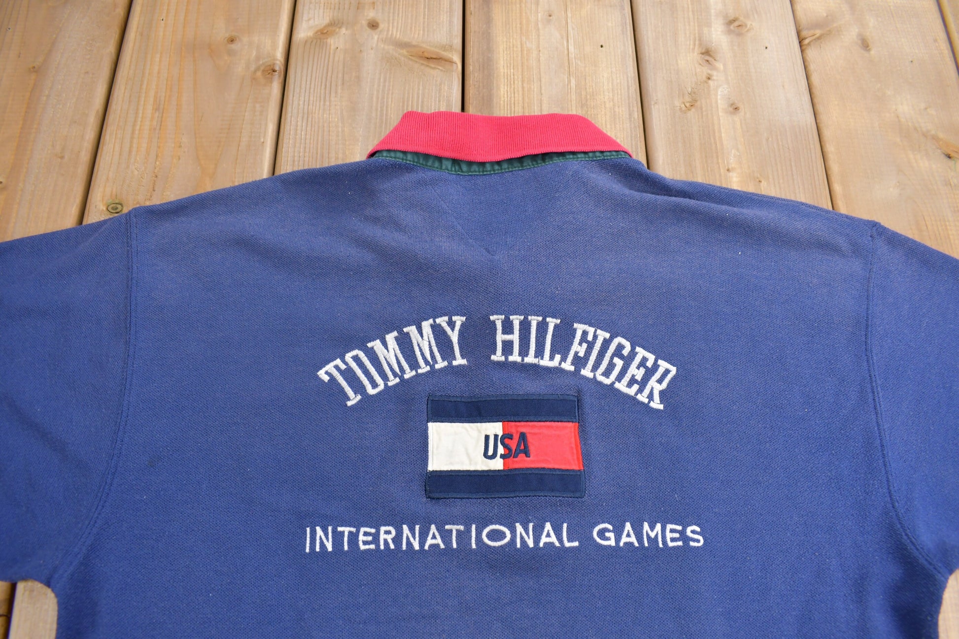 Vintage 1990s Tommy Sailing Gear Embroidered Polo T-Shirt