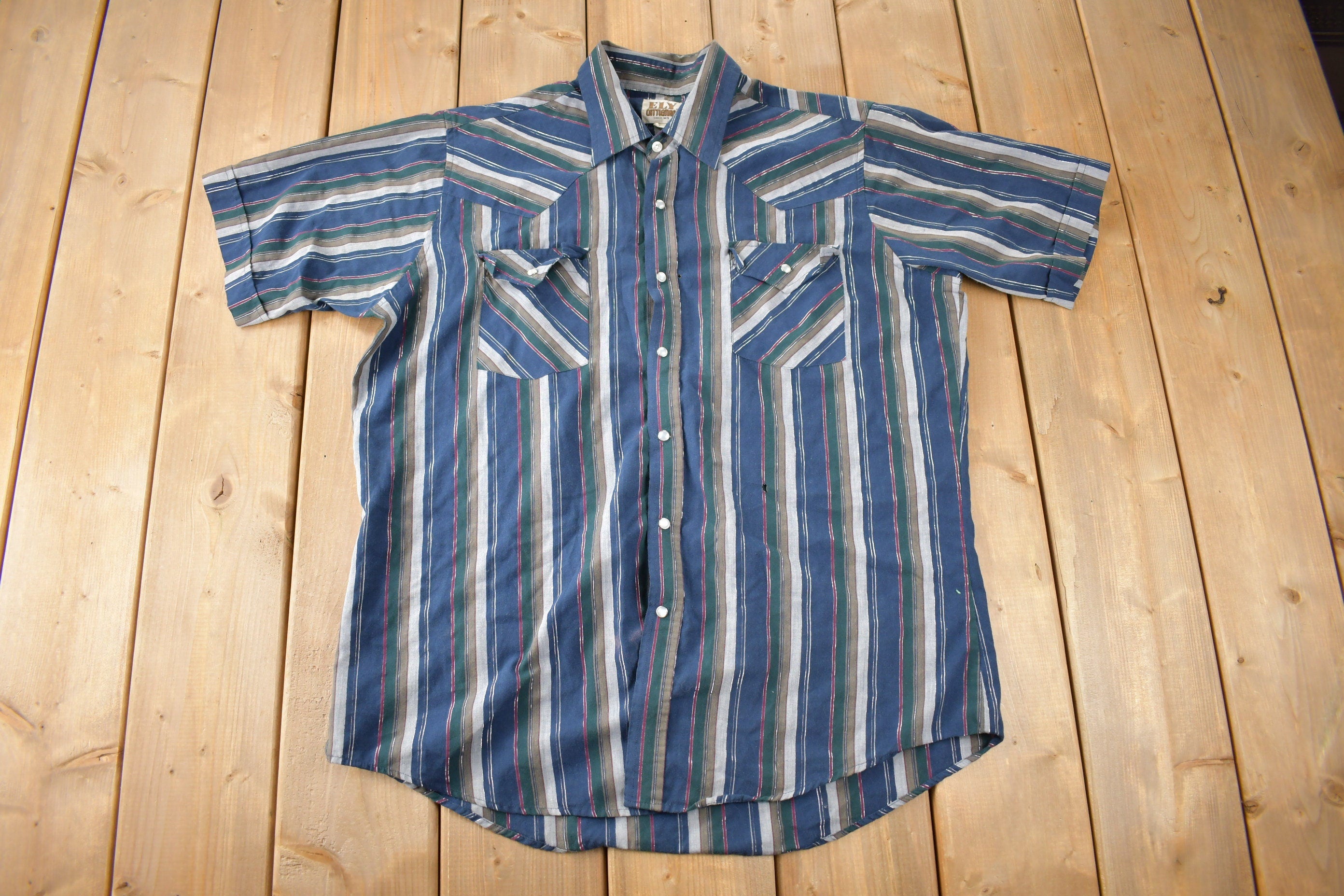 Vintage 1990s Ely Cattleman South Western Style Button Up Rodeo Shirt Size L