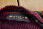 Vintage 1980s New River 3D Cable Knit Cardigan Sweater