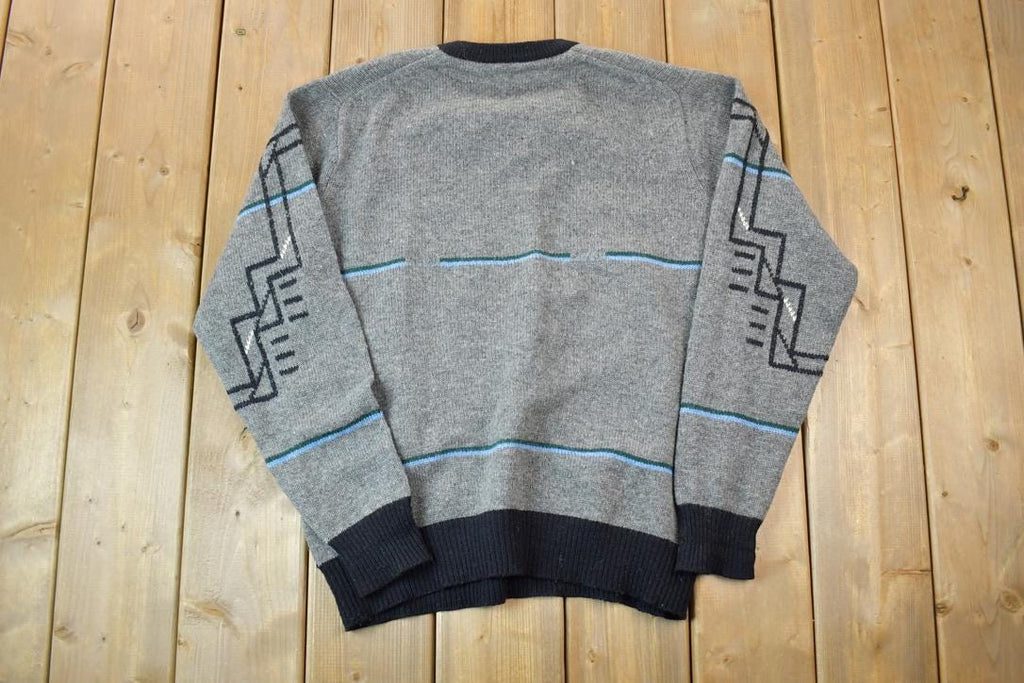 Vintage 1990s Knit V Neck Sweater / 90s Crewneck / Made In USA / Preppy