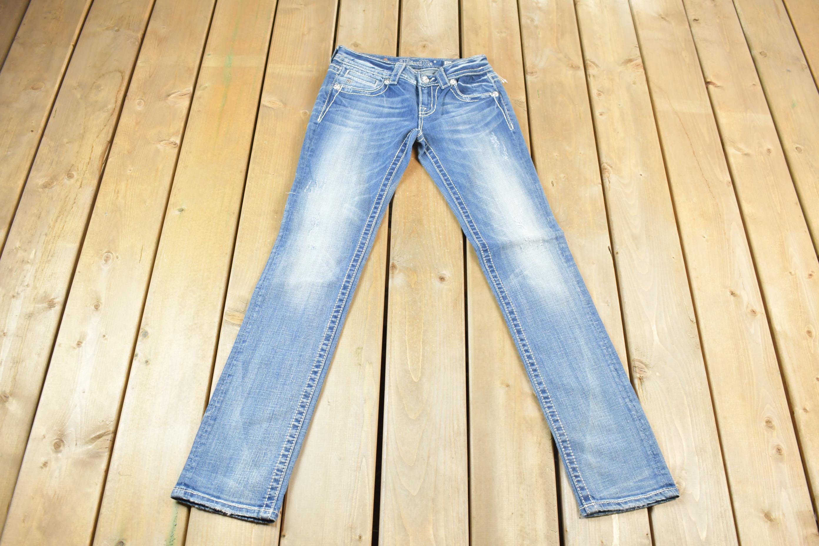 Vintage Y2K Miss Me Bedazzled Low Rise Jeans Size 26x32