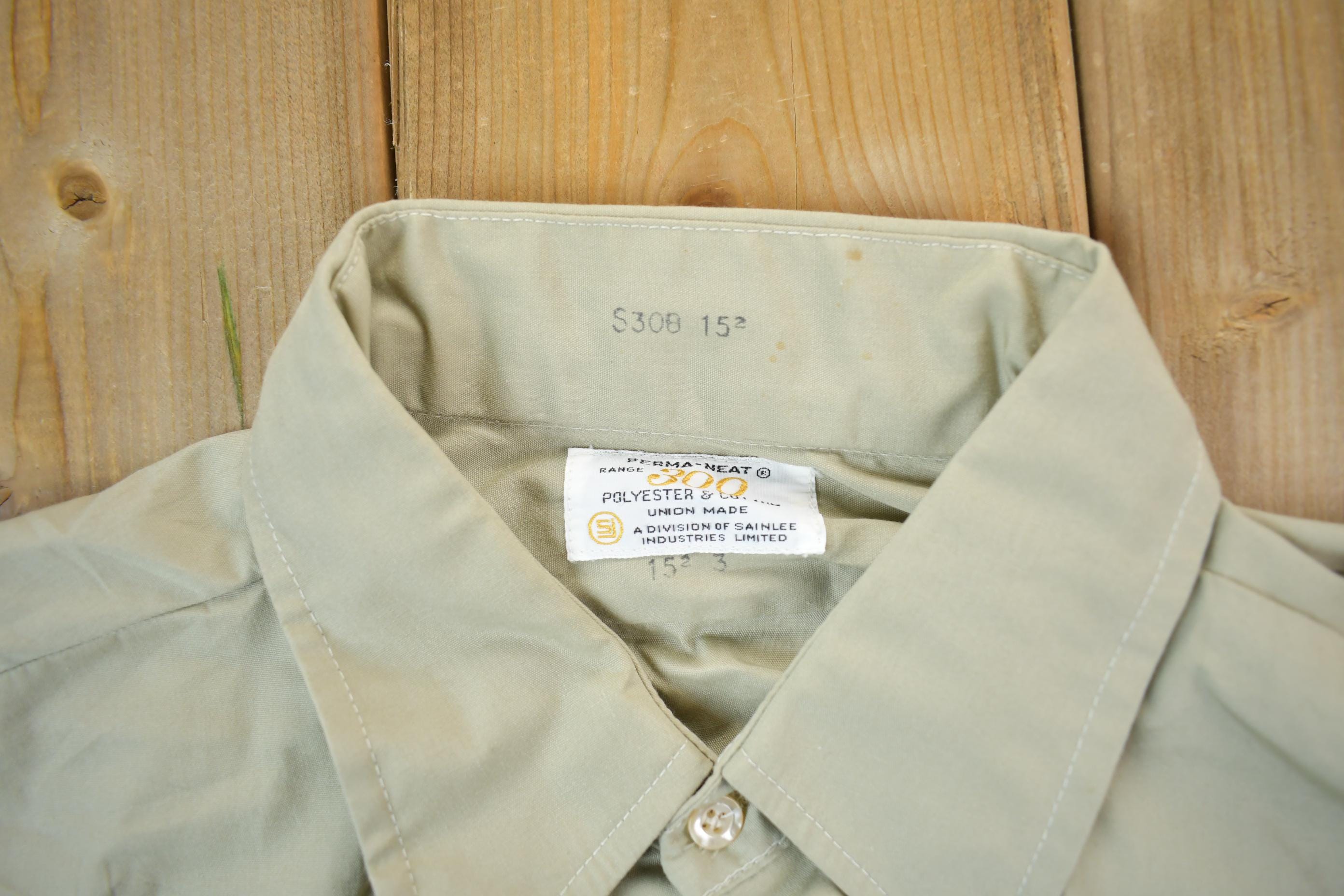 Vintage 1990s Blank Tan Button Up Shirt