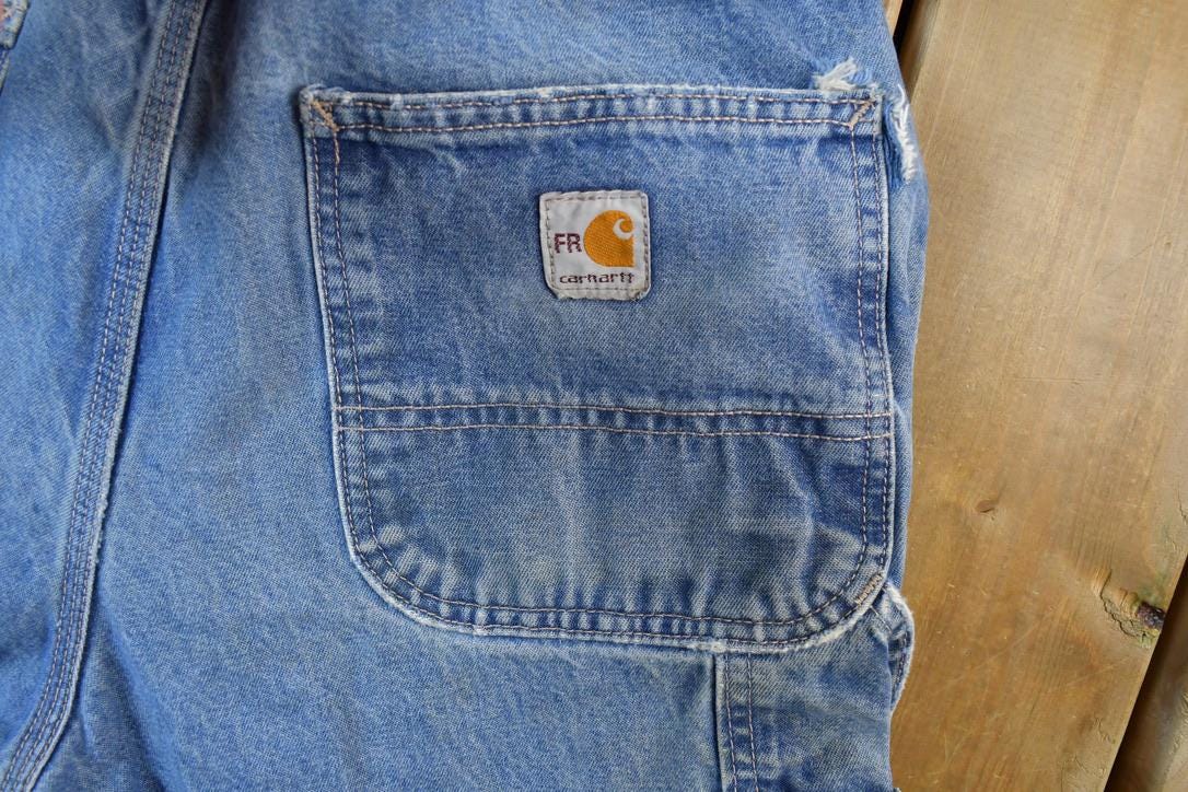 Vintage 1990s Carhartt Flame Resistant Denim Work Pants Size 34 x 32