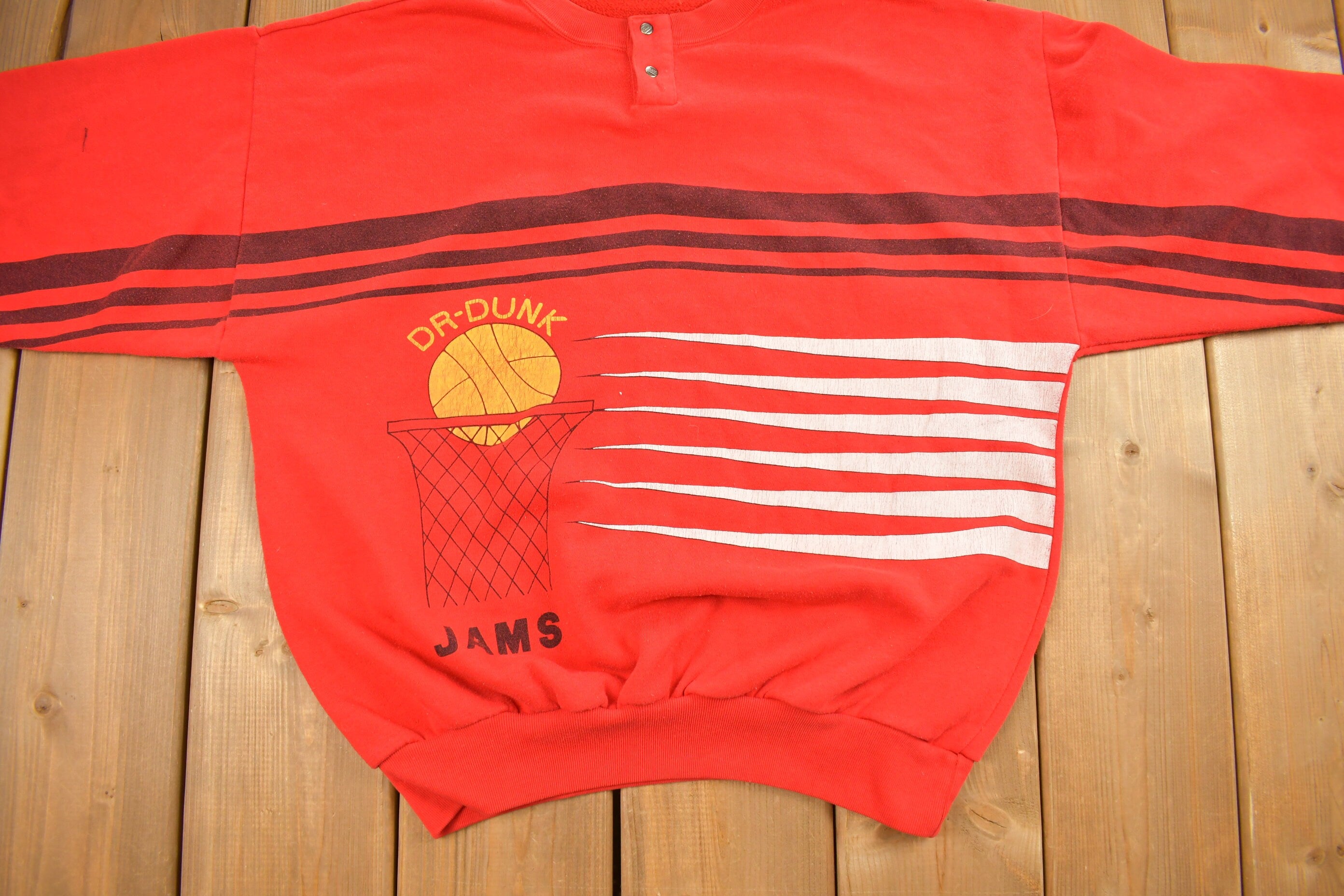 Vintage 1970s Dr Dunk Darnell Hillman NBA Henley Sweatshirt  Made In USA  Basketball  Sportswear  Americana