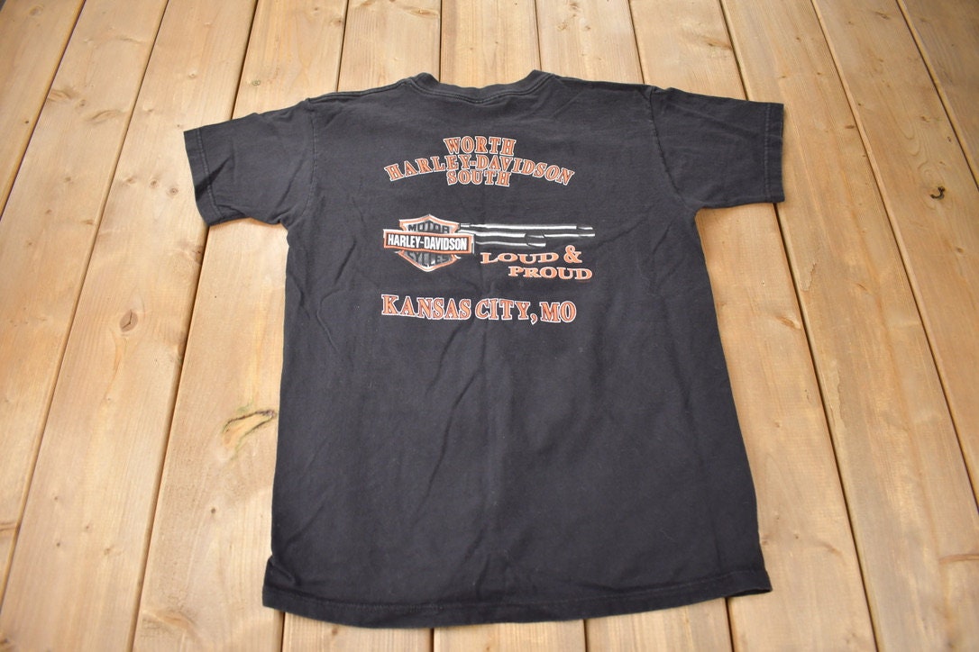 Vintage 2002 Harley Davidson Motorcycles Kansas City Mo Graphic T-Shirt Size M