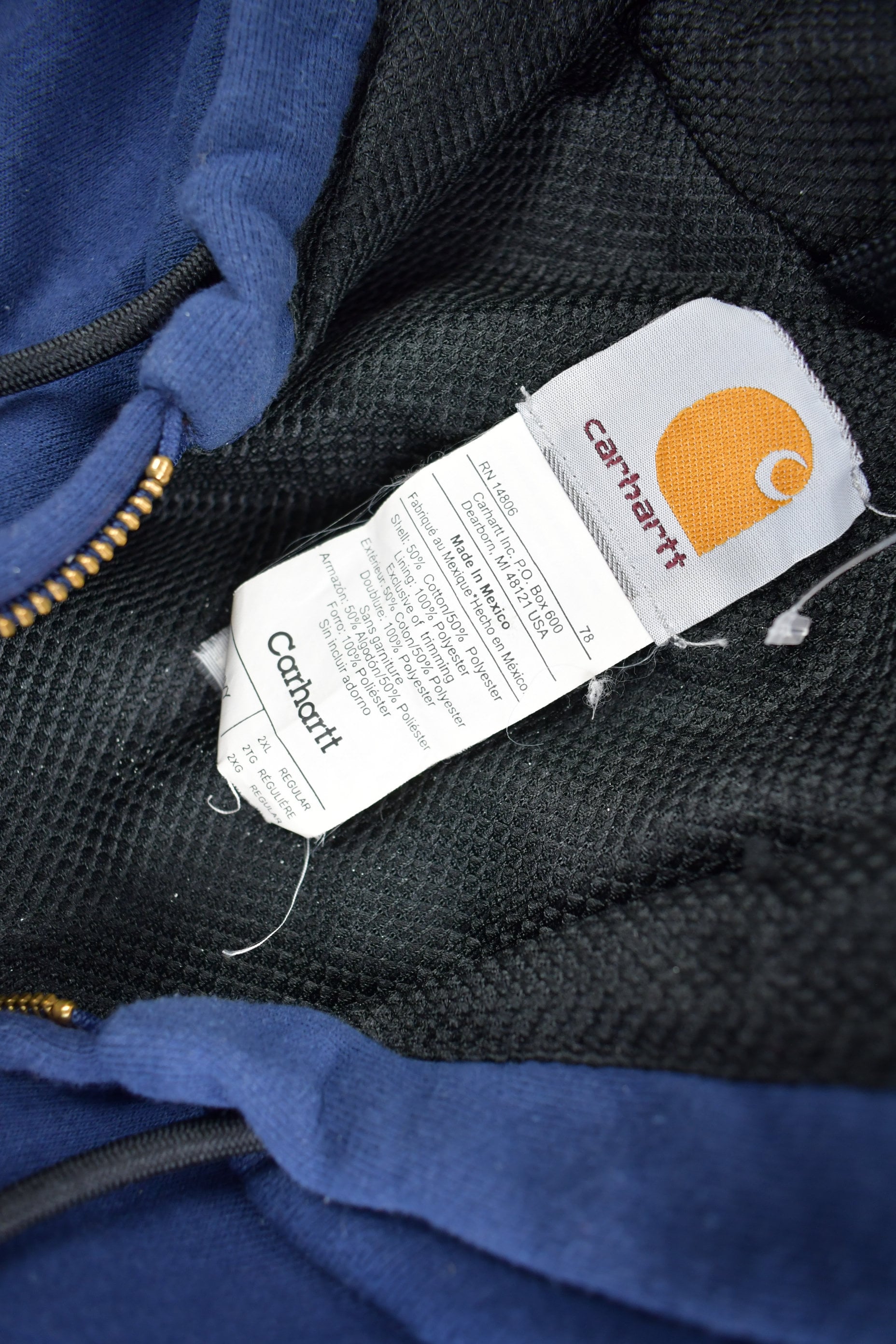 Vintage 1990s Carhartt Thermal Lined Zip Up Hoodie Size 2XL