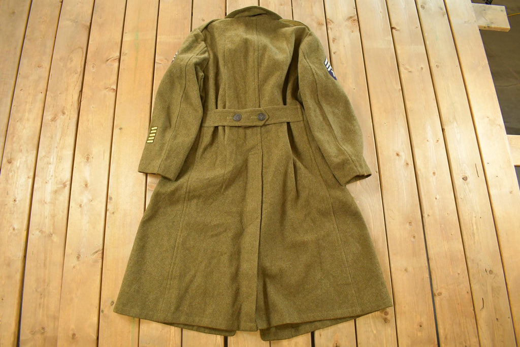 Vintage 1940s WWII Era Military Wool Trench Coat Men's M