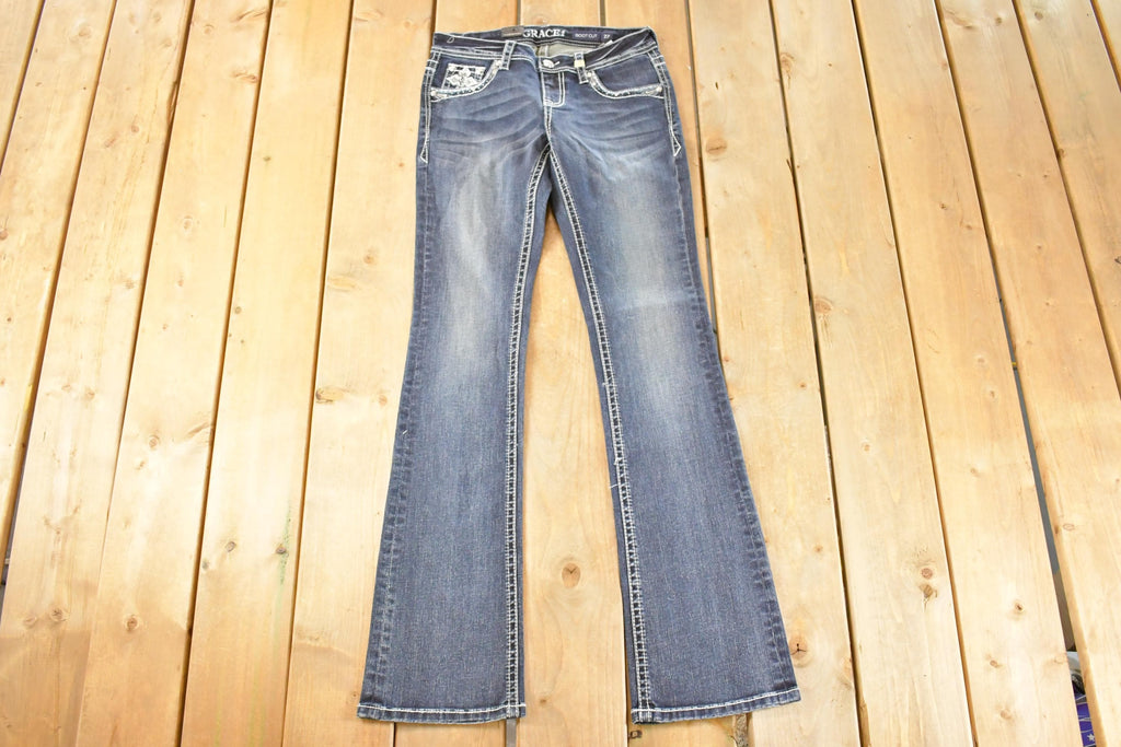Vintage Deadstock Y2K Grace In LA Bedazzled Bootcut Low Rise Jeans Women's Size 27 x 32