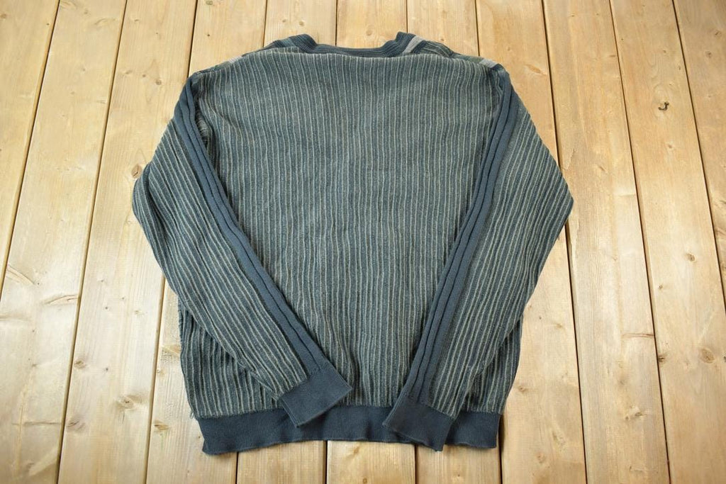 Vintage 1990s Tosani Cable Abstract Knit Perfect Mild Distress Cardigan Sweater Made In Canada