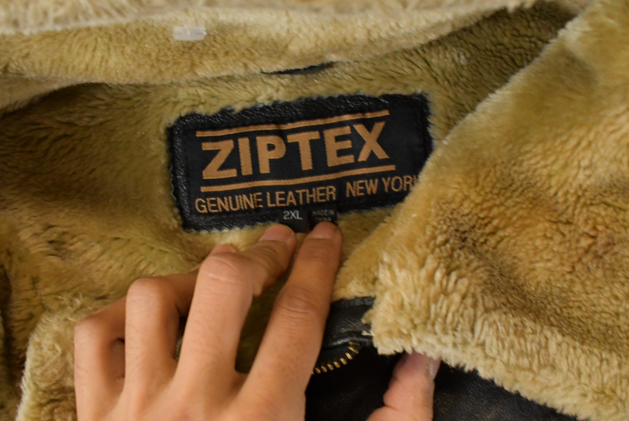 Vintage 1990s Ziptex Leather Faux Shearling Jacket Men's 2XL