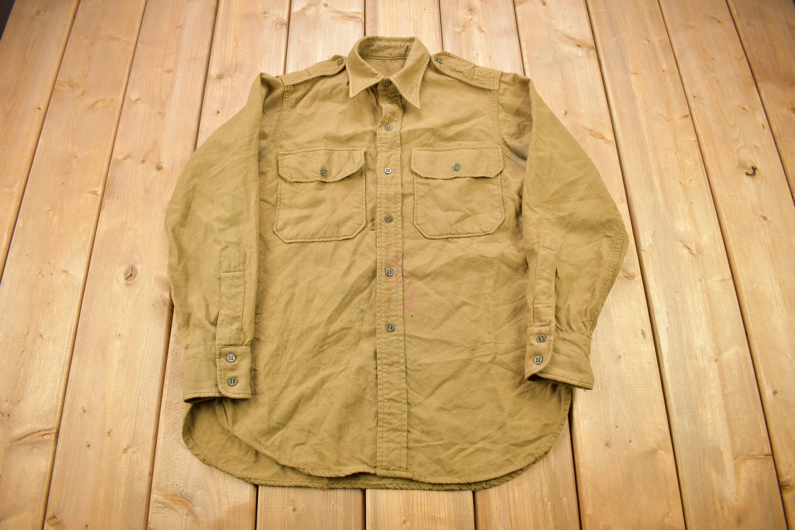 Vintage 1990s Green Blank Button Up Shirt