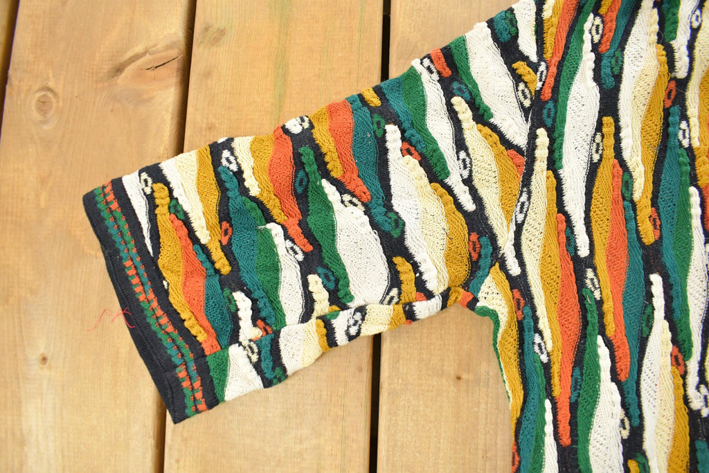 Vintage 1990s Coogi 3D Knit Abstract Short Sleeve Crewneck Sweater Men's Large