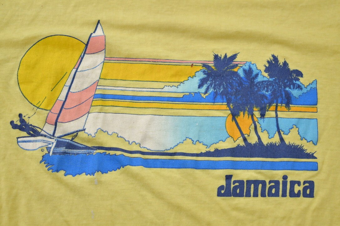 Vintage 1980s Jamaica Sailing Souvenir T Shirt / Streetwear / Rare Vintage / Vacation Tee / Travel T Shirt / Made in Jamaica